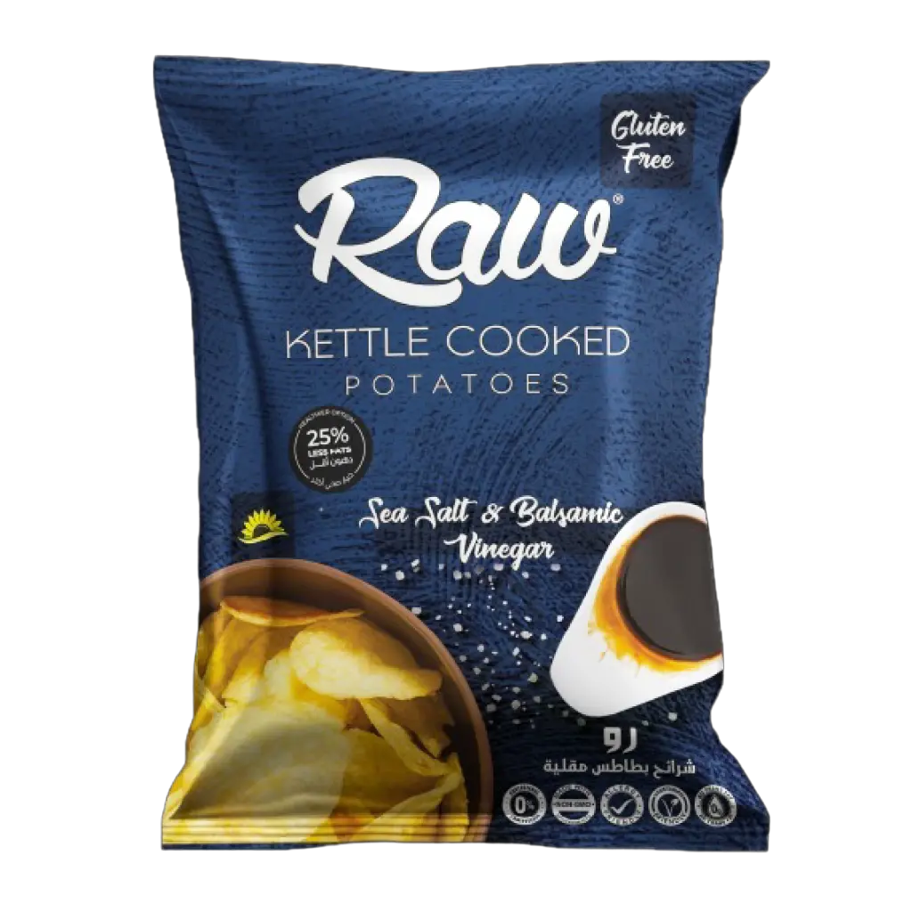 Raw Kettle Cooked Potato Chips With Sea Salt and Balsamic Vinegar Gluten Free 60 gm - view 1