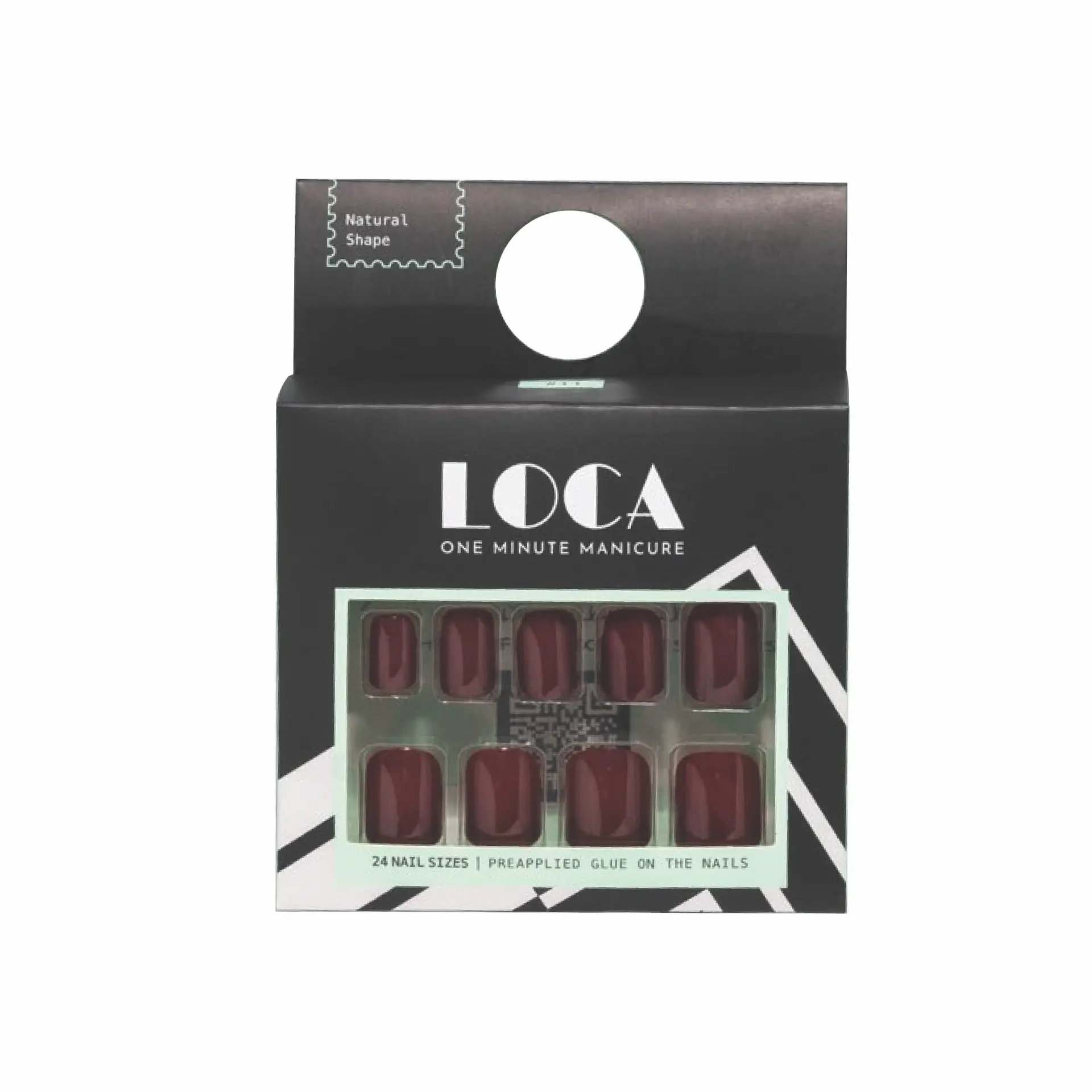 Loca press on nails deep red natural shape - view 3