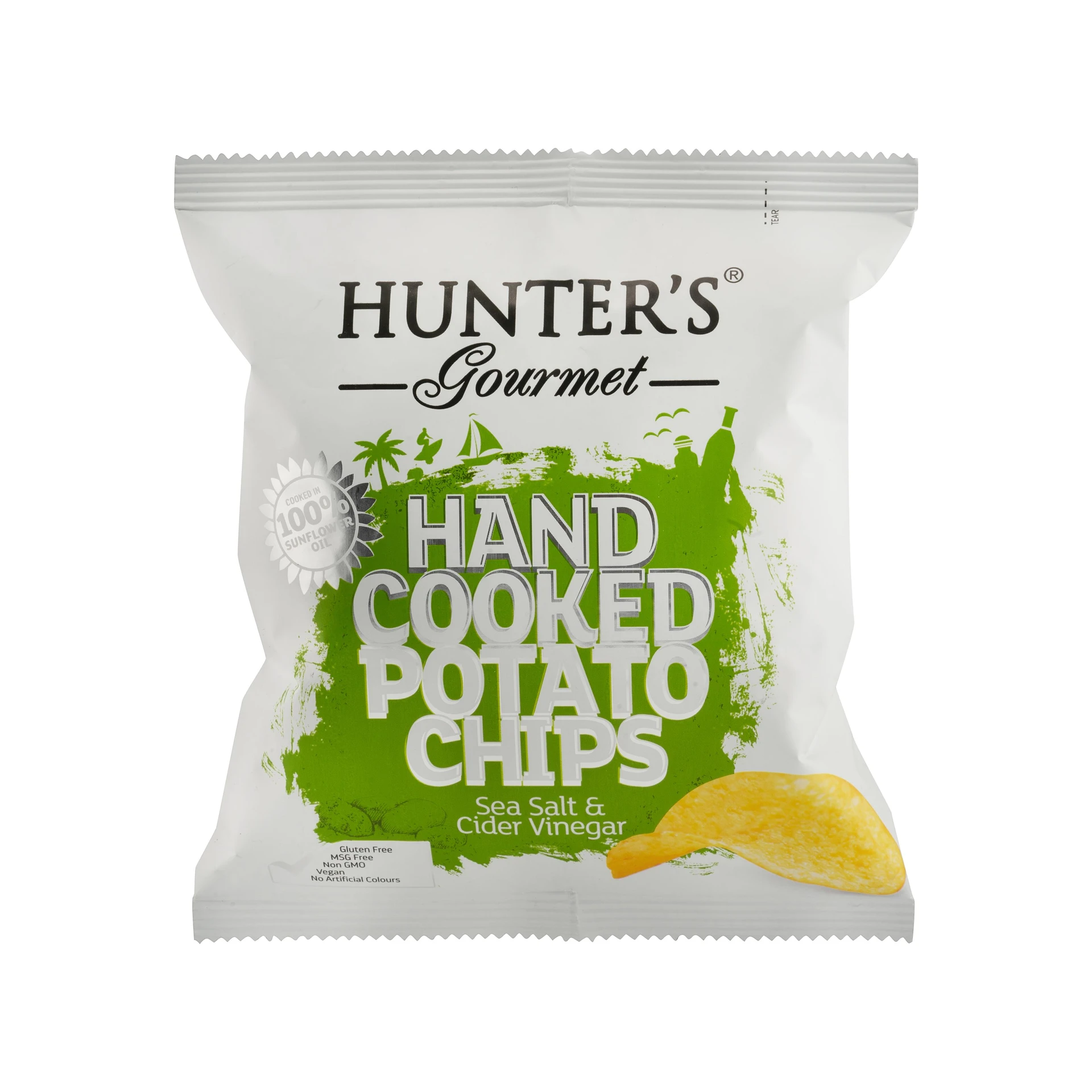 Hunter'S Gourmet Hand Cooked Potato Chips Sea Salt & Cider Vinegar 40Gm