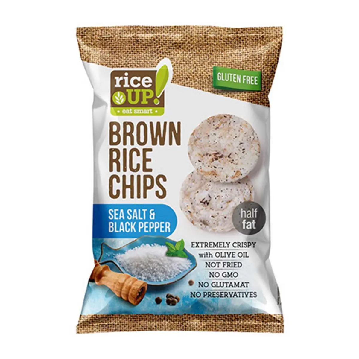 Rice Up Brown Rice Chips With Sea Salt & Black Pepper 25 g - view 1