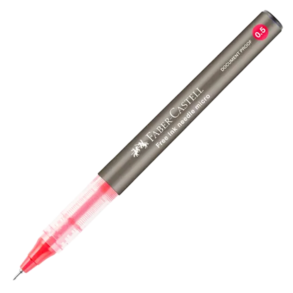 Faber Castell Free Ink Roller Needle 0.5mm Red set of 12