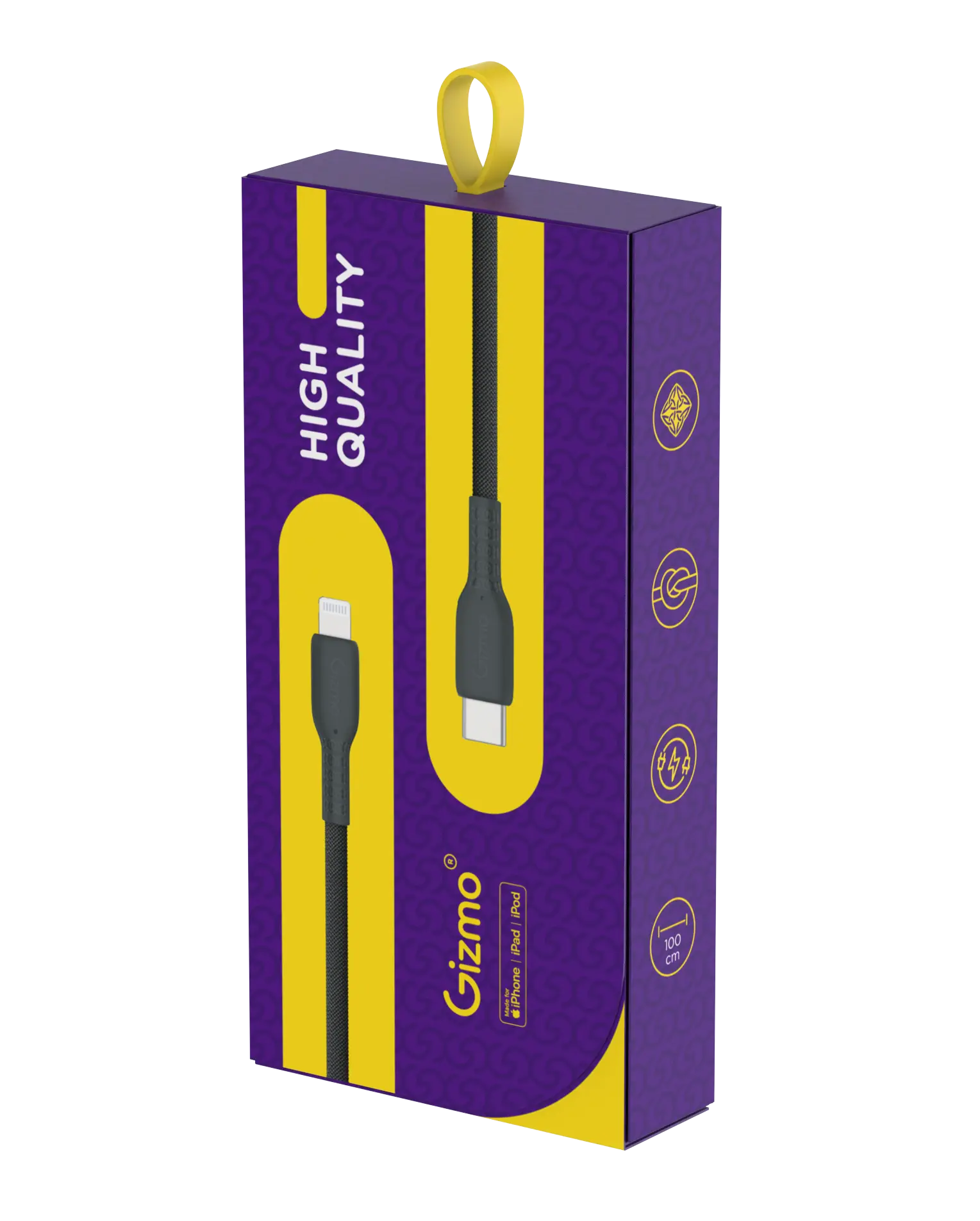 Gizmo  Charging Cablelack Fabric-Reinforced Silicone USB-C to Lightning  1 m  60 W Black - view 2
