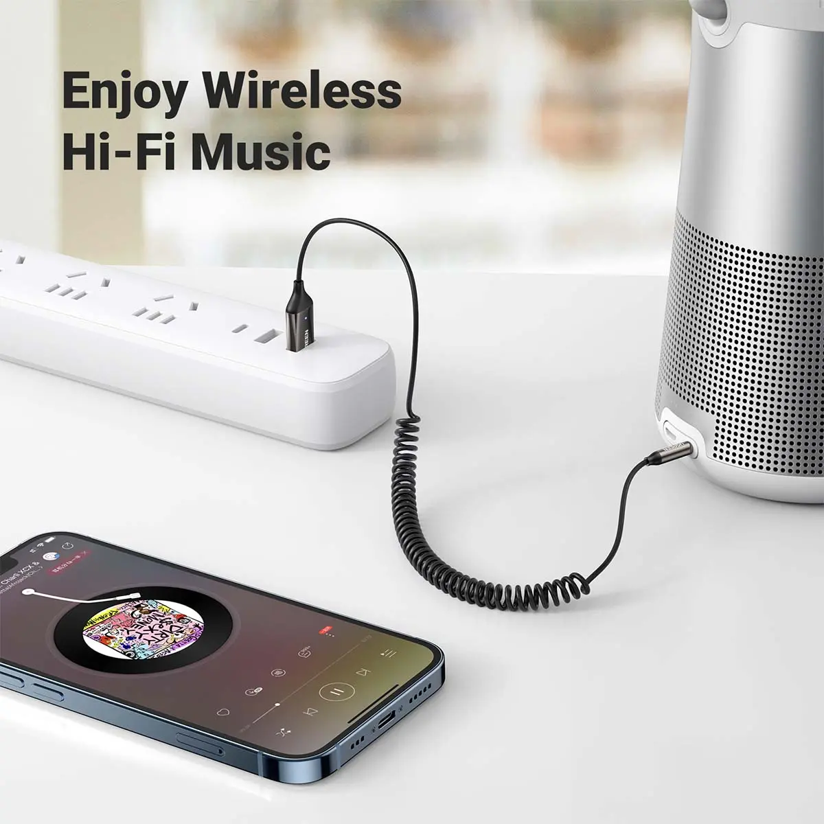 Ugreen Bluetooth Car Receiver Aux With Mic Gray - view 5