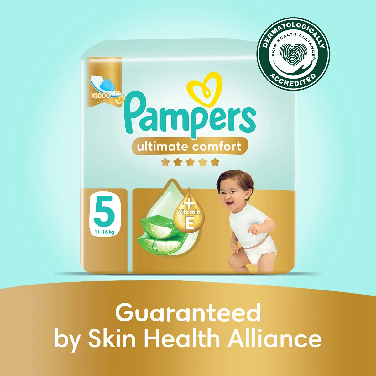 Pampers Diapers Ultimate Comfort Taped Size 5 Aloe Vera Lotion & Vitamin E 84 Diapers  - view 6