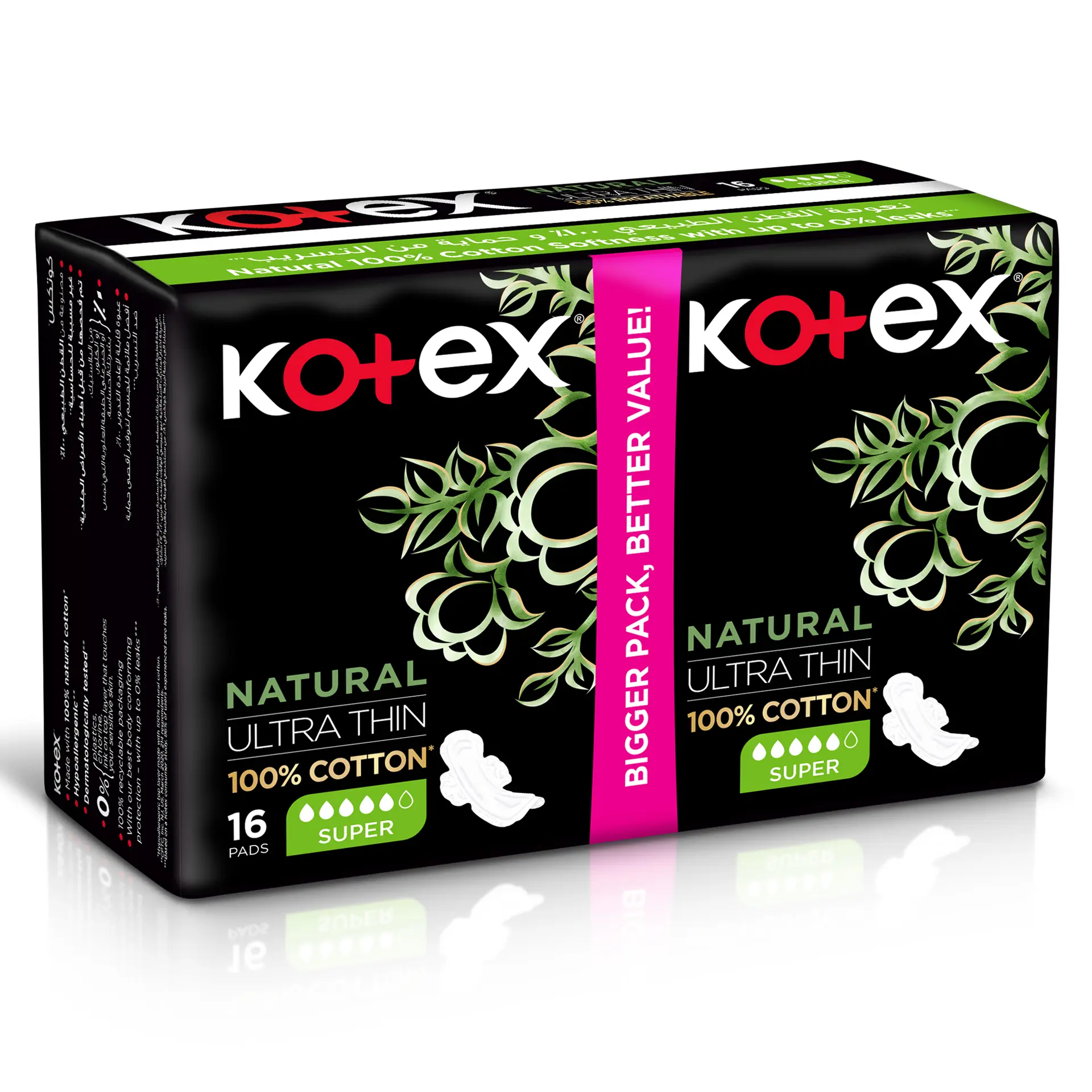 Kotex Natural Ultra Thin Sanitary Pad With Wings Super 16 Pads - view 1
