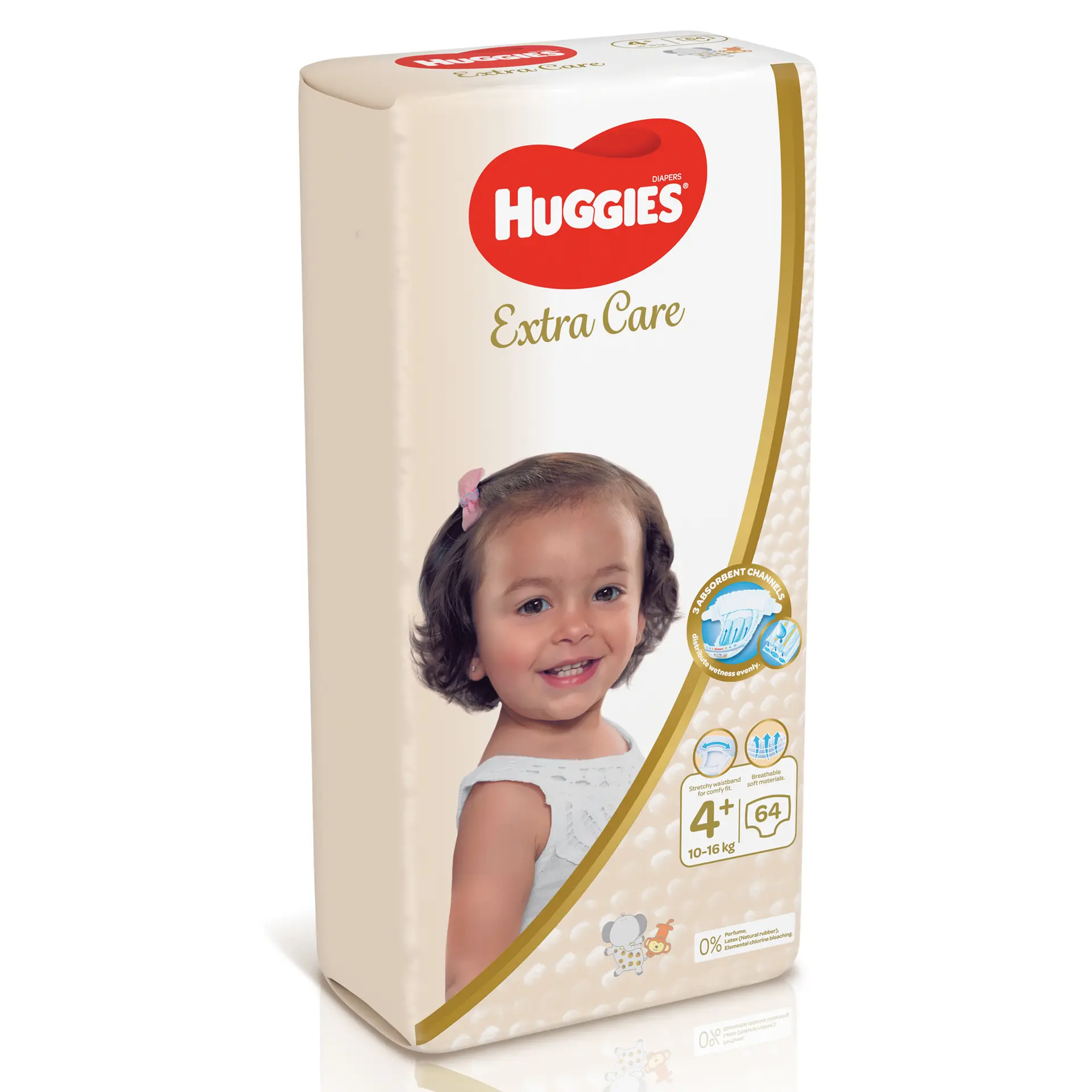 Huggies Extra Care, Size 4+, 10 -16 kg, Jumbo Pack, 64 Diapers - view 1