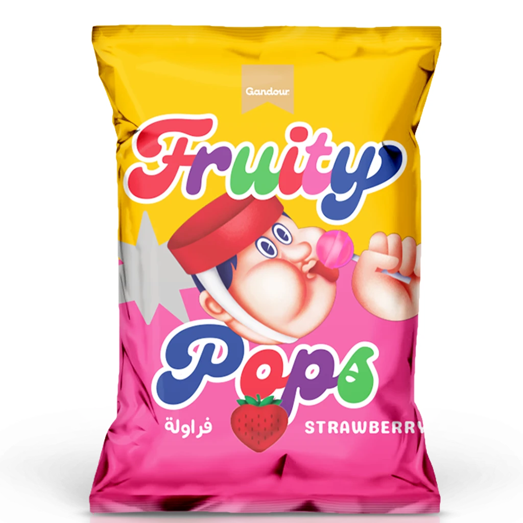 Gandour Fruity Pops Lolipop Strawberry 15 pcs 8.6 gm