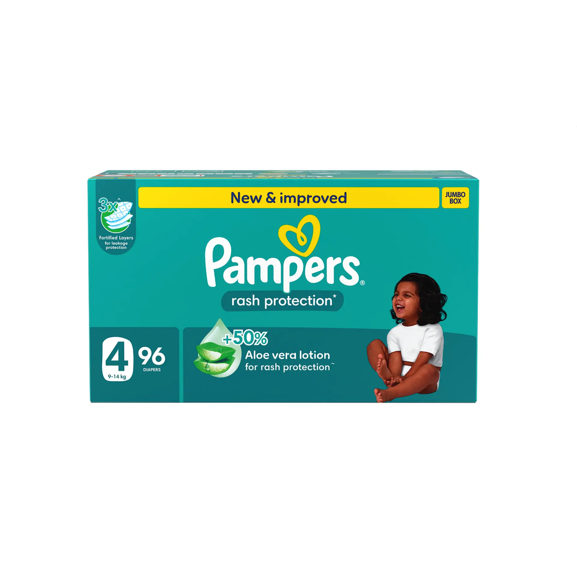 Pampers Diapers Rash Protection Taped Size 4 Aloe Vera Lotion 96 Diapers  - view 2
