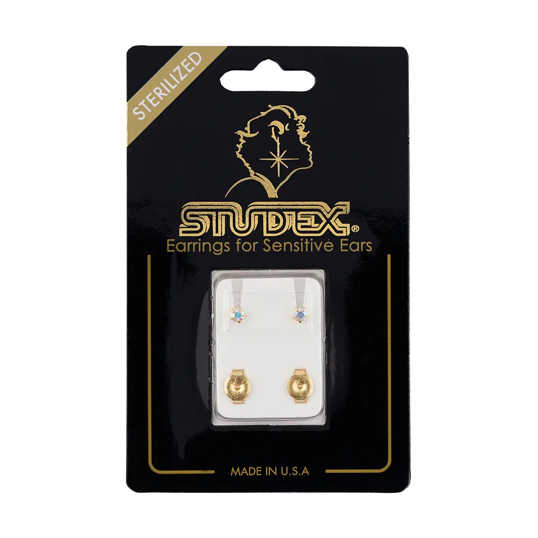 Studex Gold Plated Regular Riffany Abcrystal Card- Earrings For Sensitive Ears - view 4