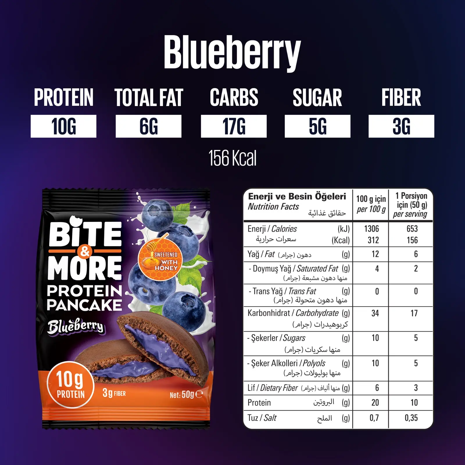 Bite And More Protein Pancake Blueberry 50  gm - view 2