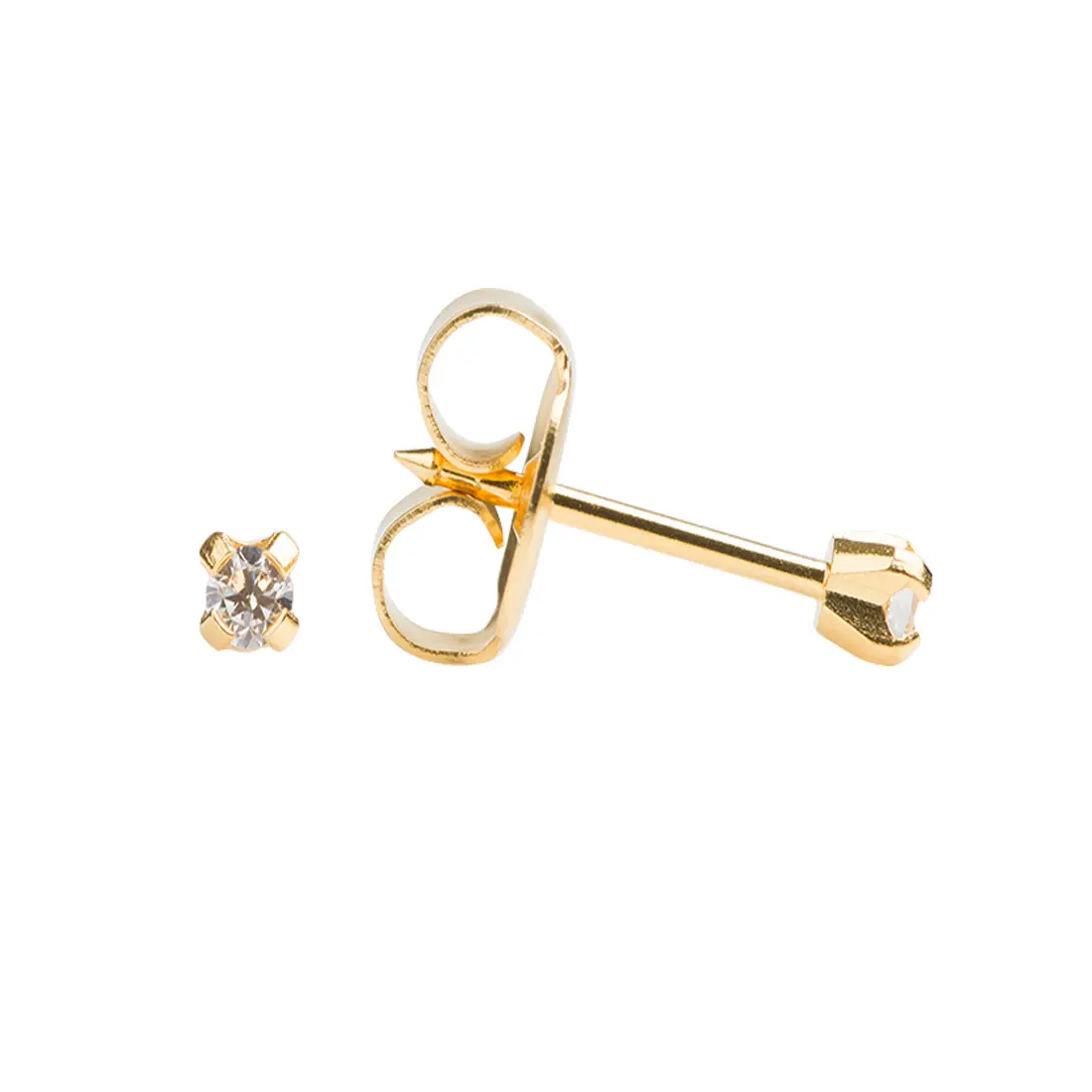 Studex Gold Plated Tiffany 2mm Cz- Earrings For Sensitive Ears - view 3