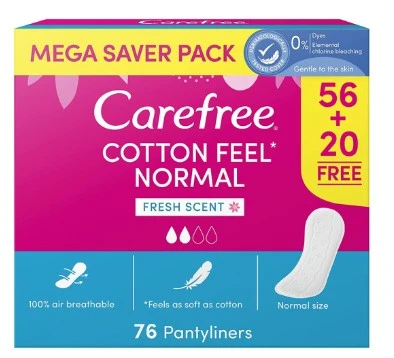 Carefree Pantyliners Cotton Fresh Scent 76 Pads