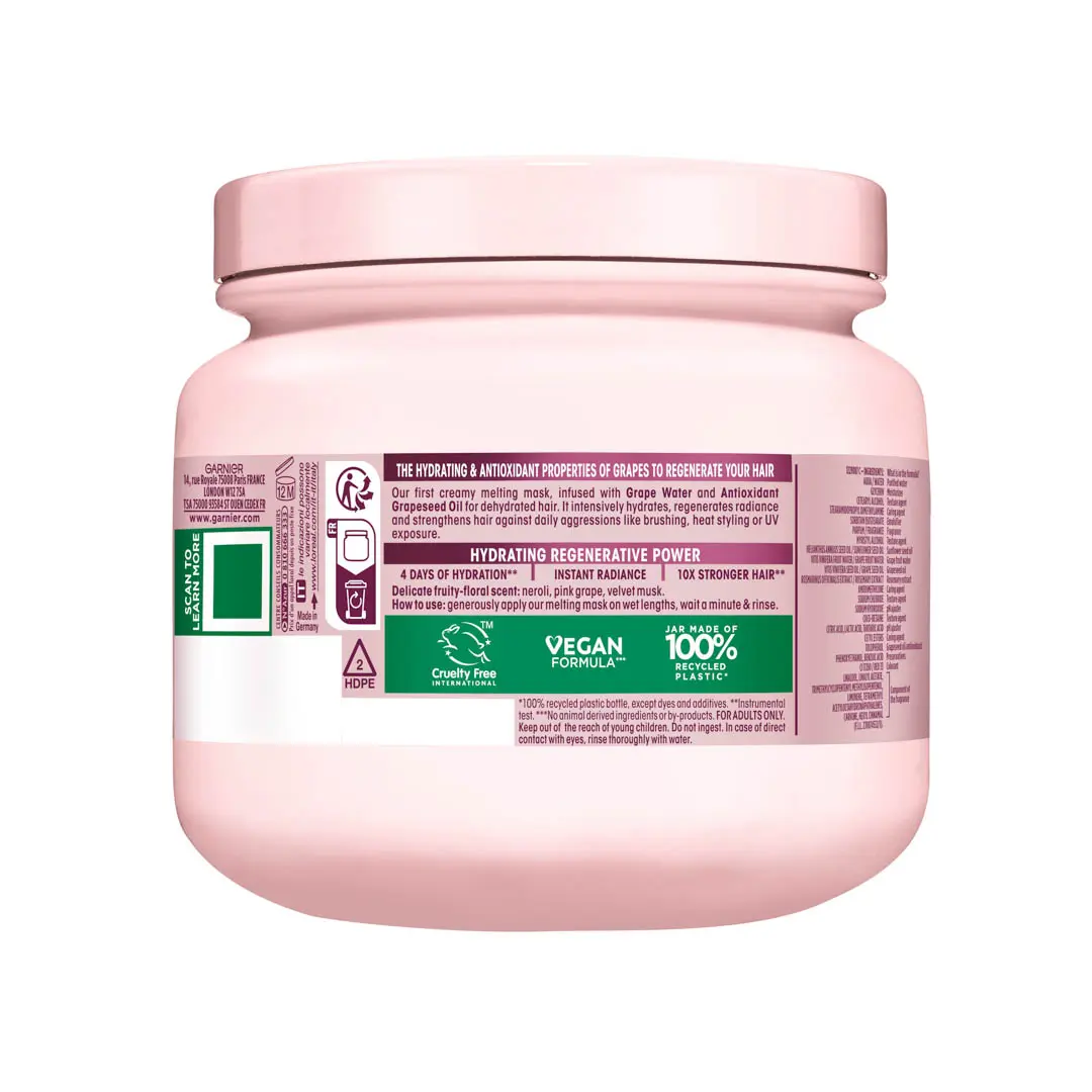 Garnier Ultra Doux Grape Moisture Hydrating Regenerative Mask for Dehydrated Hair 340ml - view 2