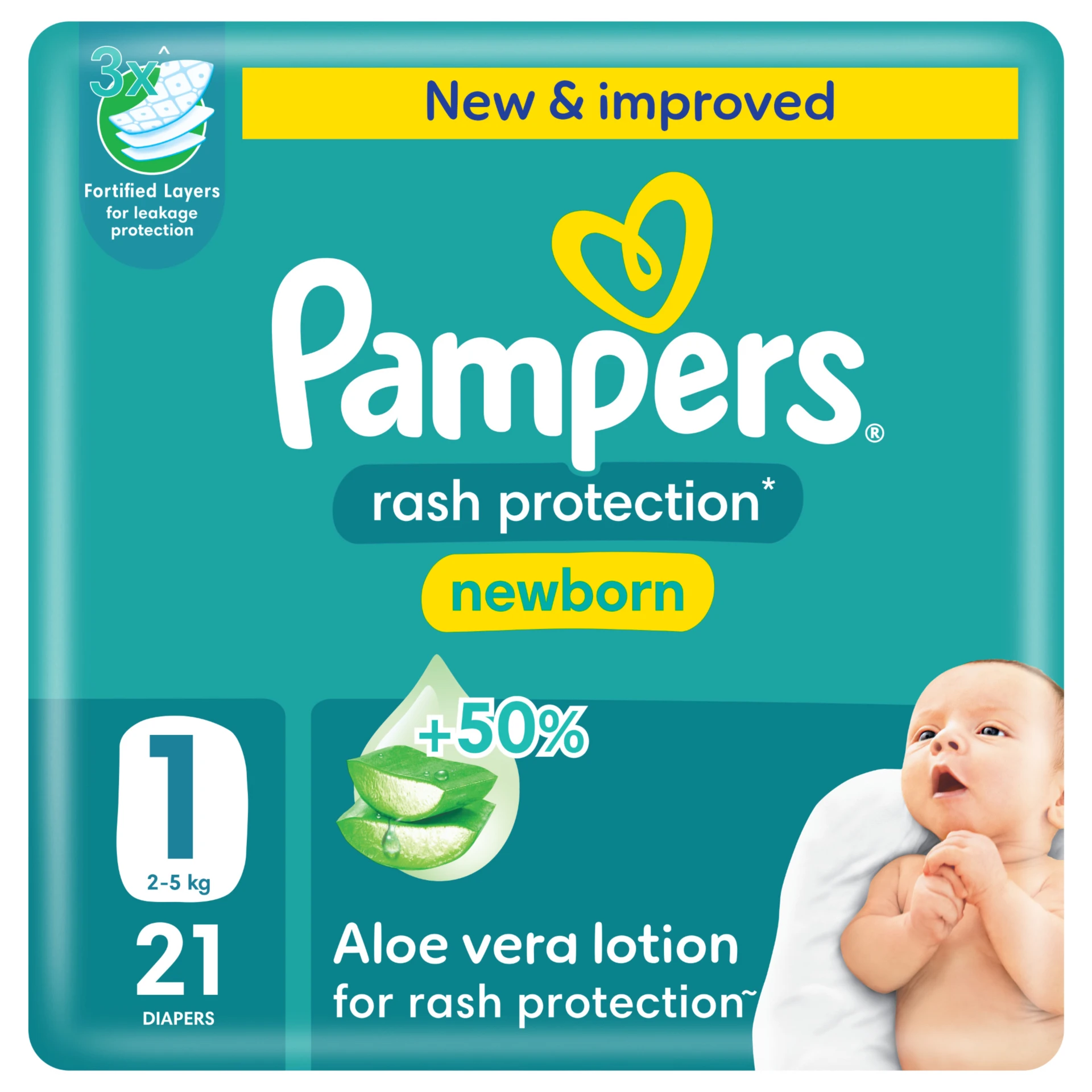 Pampers Diapers Protection Taped Size 1 Aloe Vera Lotion  21 Diapers 