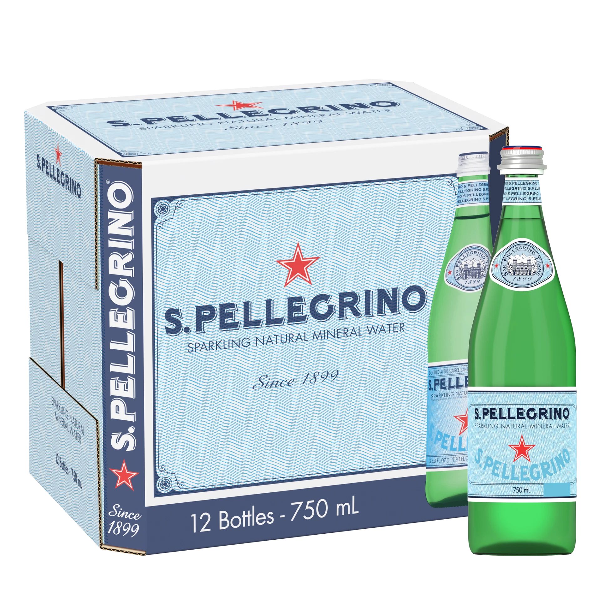 San Pellegrino Natural Sparkling Mineral Water Glass 12 pcs 750 ml