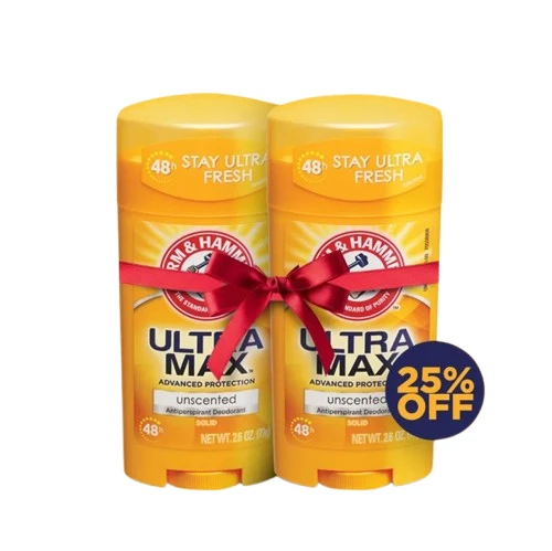 Arm & Hammer Umax Deodorant Fresh Solid Unscented Oval Twin Pack 25% Off 73 Gm