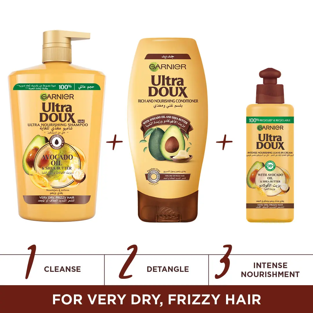 Garnier Ultra Doux Avocado Oil & Shea Butter Nourishing Shampoo 1000 ml - view 3
