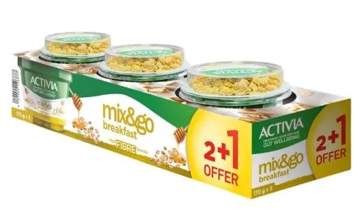 Activia Yoghurt Mix & Go Breakfast Honey Granola 170Gm 2+1Free - view 1