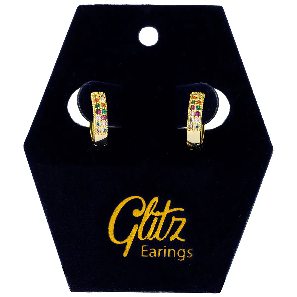 Glitz Max Color Circle Gold Plated Earrings 18K - view 1