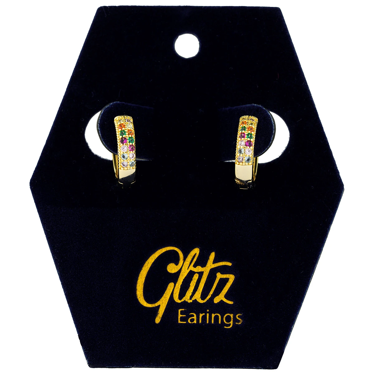 Glitz Max Color Circle Gold Plated Earrings 18K