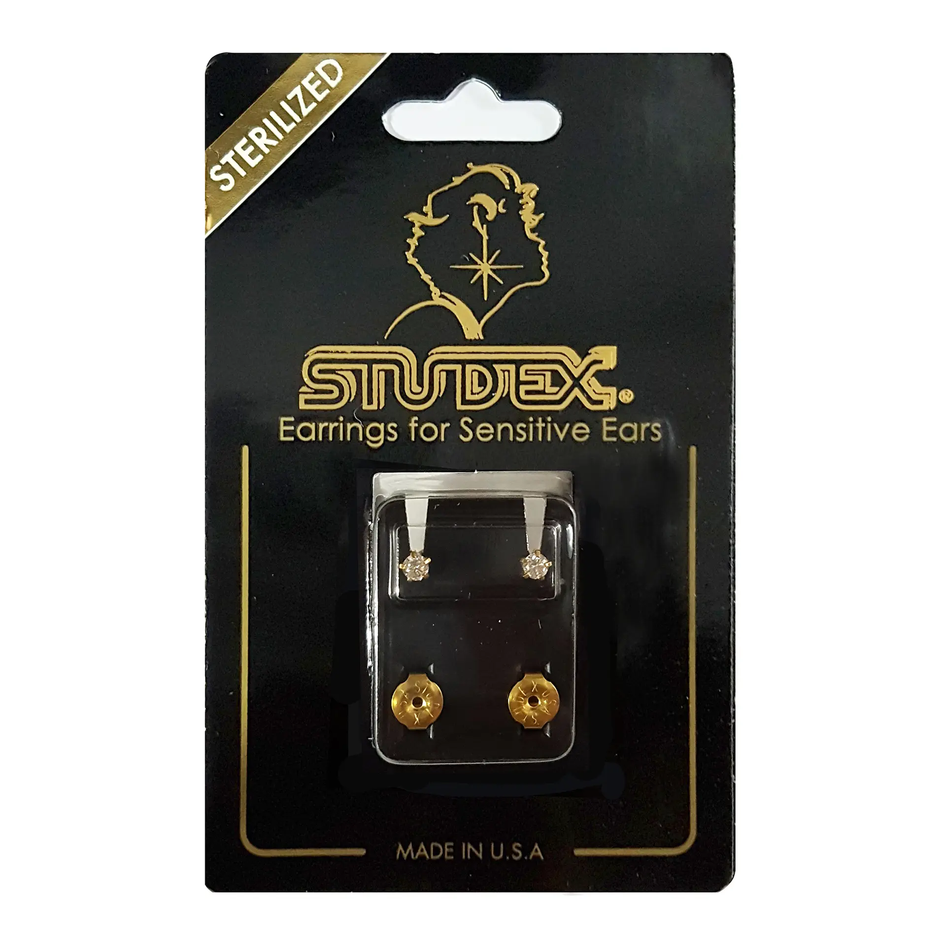 Studex Regular Cubic Zirconia Gold Plated- Earrings For Sensitive Ears - view 4