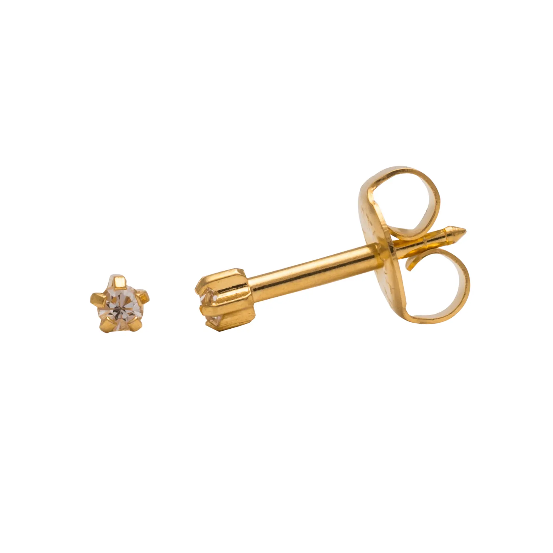 Studex Gold Plated Mini Tiffany Apr Crystal Card- Earrings For Sensitive Ears - view 3