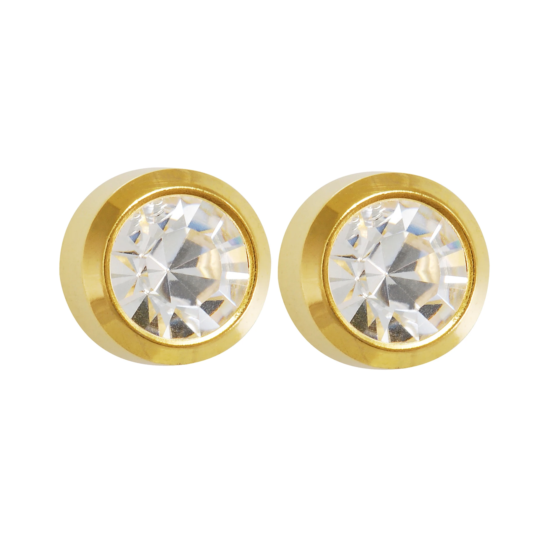 Studex Gold Plated Mini Birthstone Apr Crystal Card /Pr- Earrings For Sensitive Ears