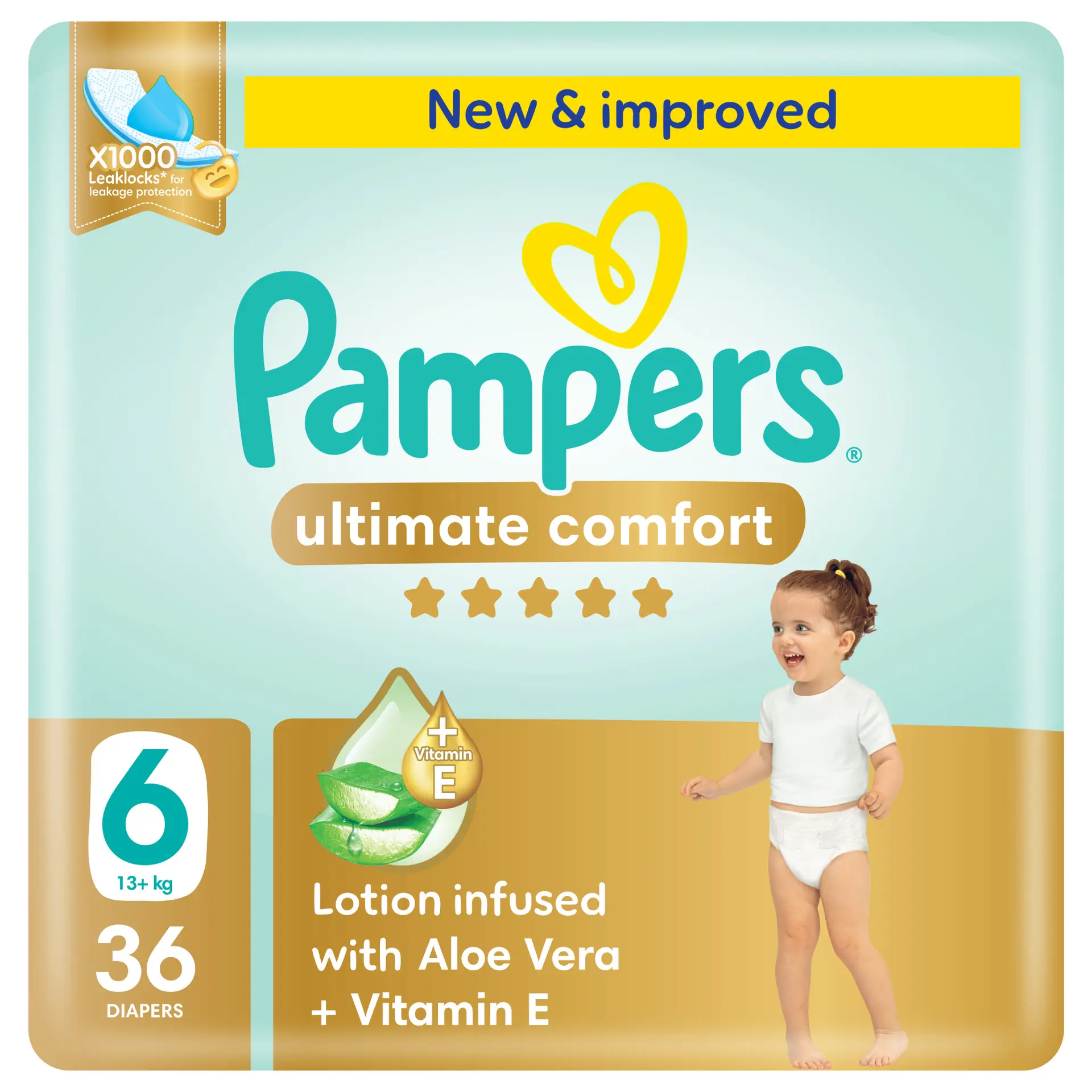 Pampers Diapers Ultimate Comfort Taped Size 6 Aloe Vera Lotion & Vitamin E 36 Diapers  - view 1