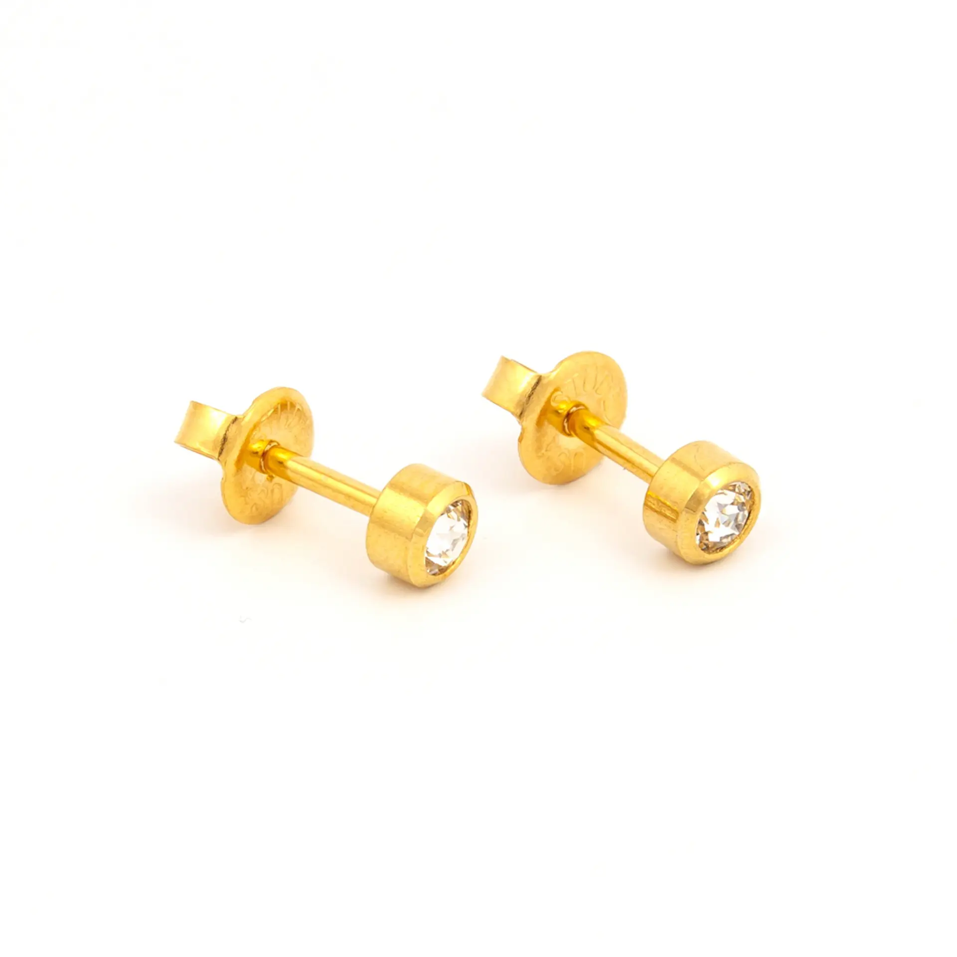 Studex Gold Plated Reg Birthstone Apr Crystal Card /Pr- Earrings For Sensitive Ears - view 2
