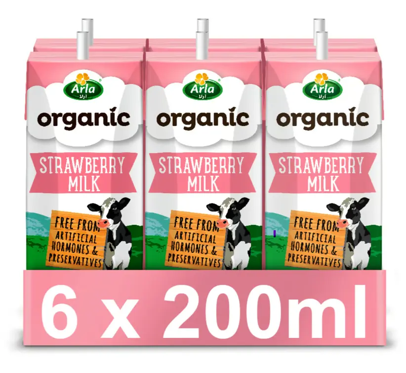 Arla Organic Milk Strawberry 200MlX6 - view 1
