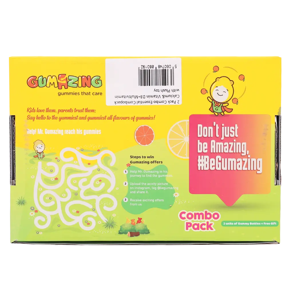 Gumazing Essential Combo Pack Calcium and Vitamin D3 + Multivitamin with Plush Toy 120  Gummies - view 4