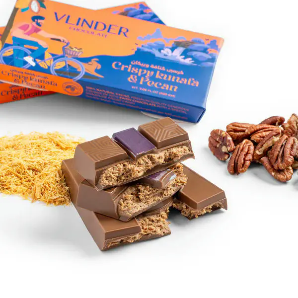 Vlinder Crispy Kunafa & Pecan Chocolate Bar Dubai Trend 240 gm - view 2