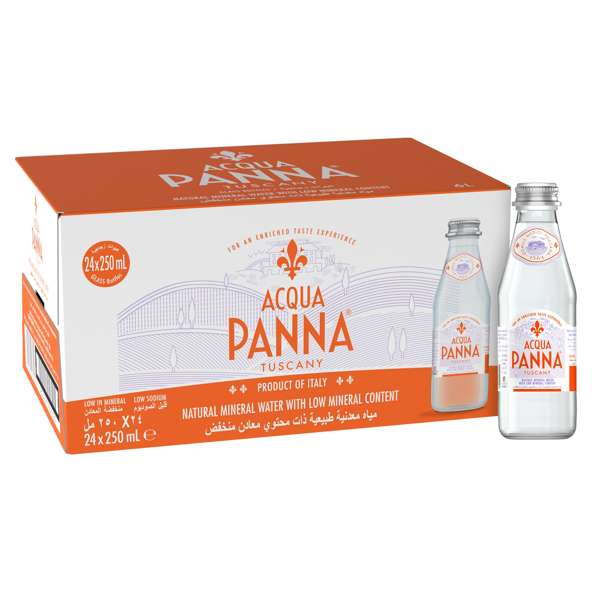 Acqua Panna Natural Mineral Water Glass 24 pcs 250 ml