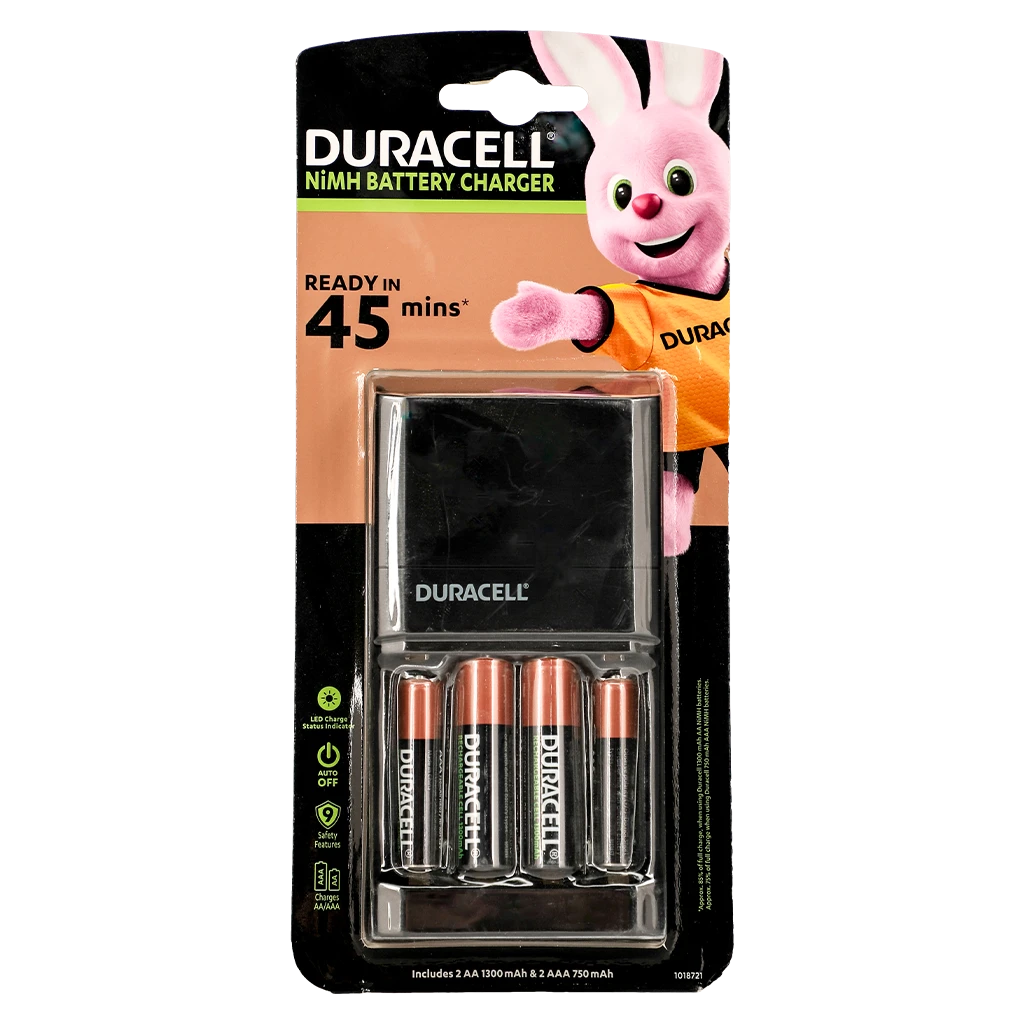 Duracell 45 Minutes Battery Charger with 2 AA and 2 AAA Batteries