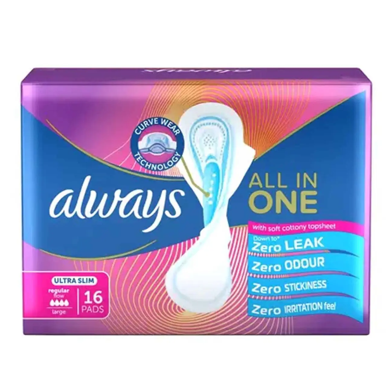 Always Zoya Ultra Thin Sanitary Pads With Wings Large 16'S - view 1