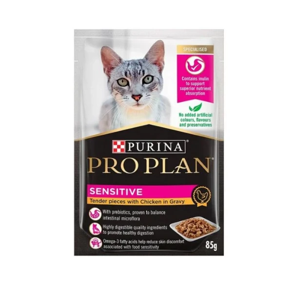 Purina Pro Plan Sensitive Tender Pieces Chicken In Jelly For Sensitive Cats 85 gm
