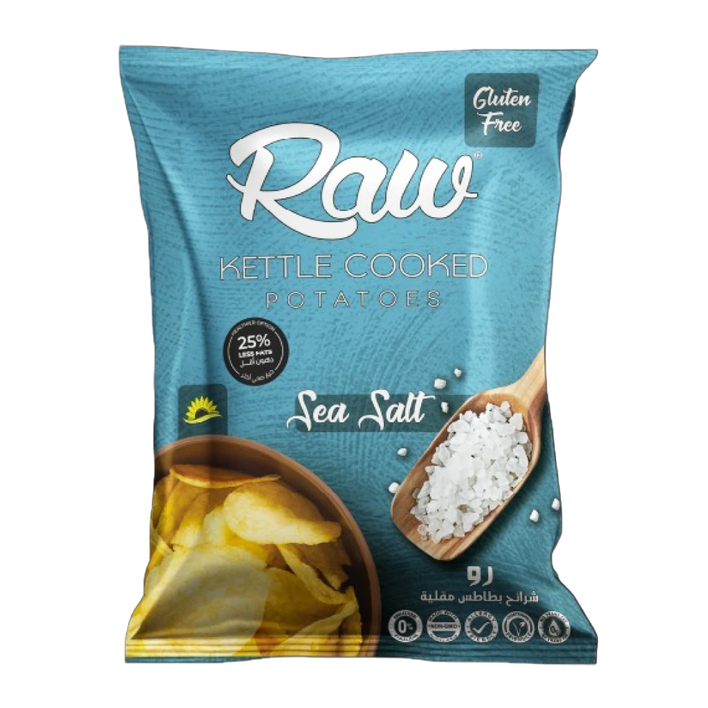 Raw Kettle Cooked Potato Chips With Sea Salt Gluten Free 60 gm