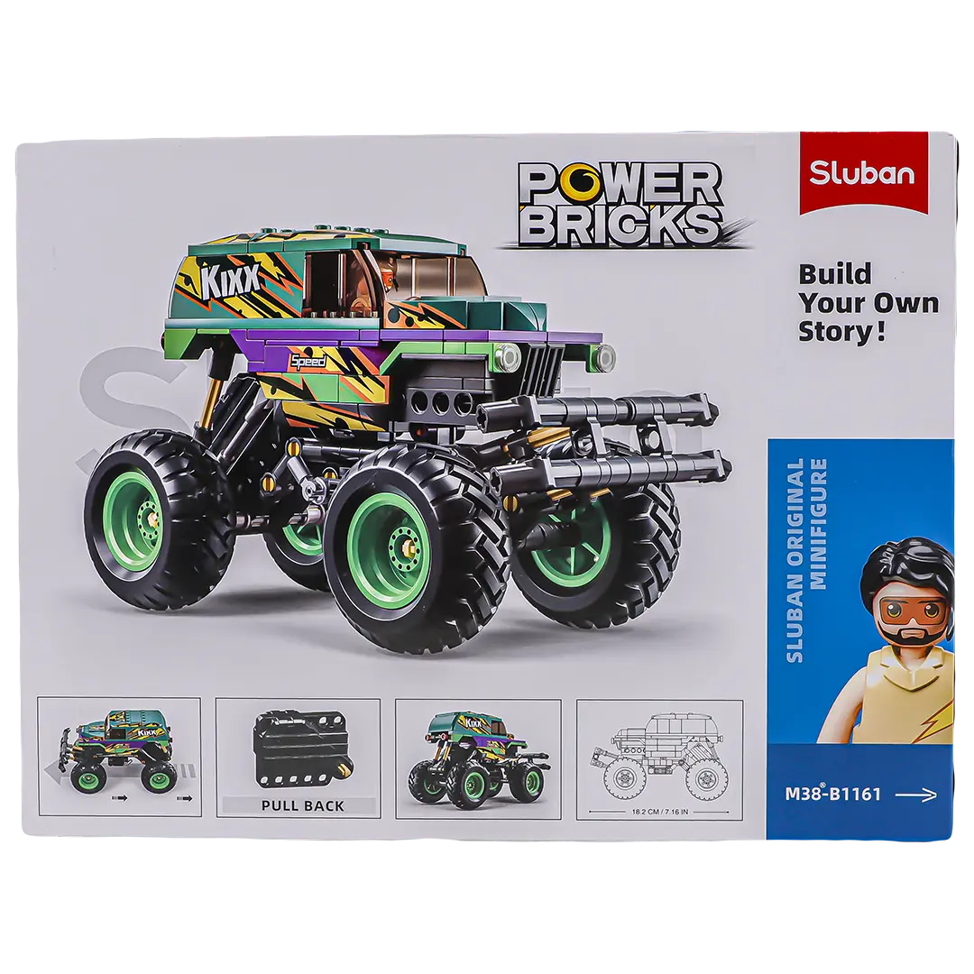 Sluban Green Purple Off-Road Car Pulling 252 pcs - view 2
