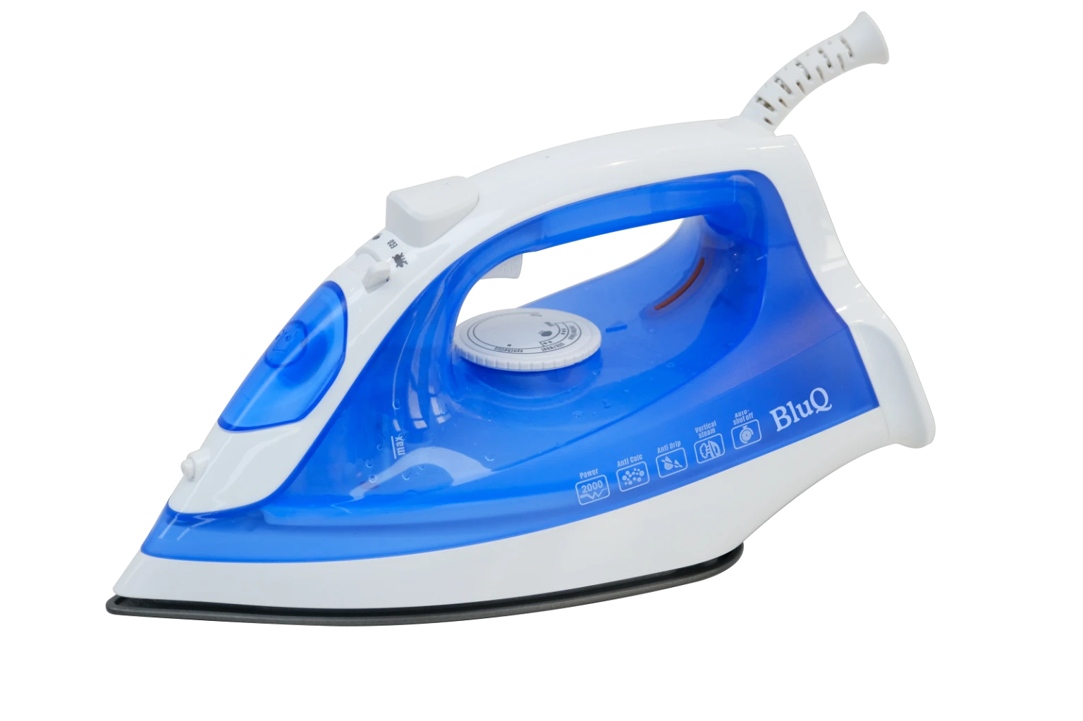 BluQ Steam Iron Non-Stick Soleplate Anti-calc drip Auto- shut Off Self Cleaning 2000 W