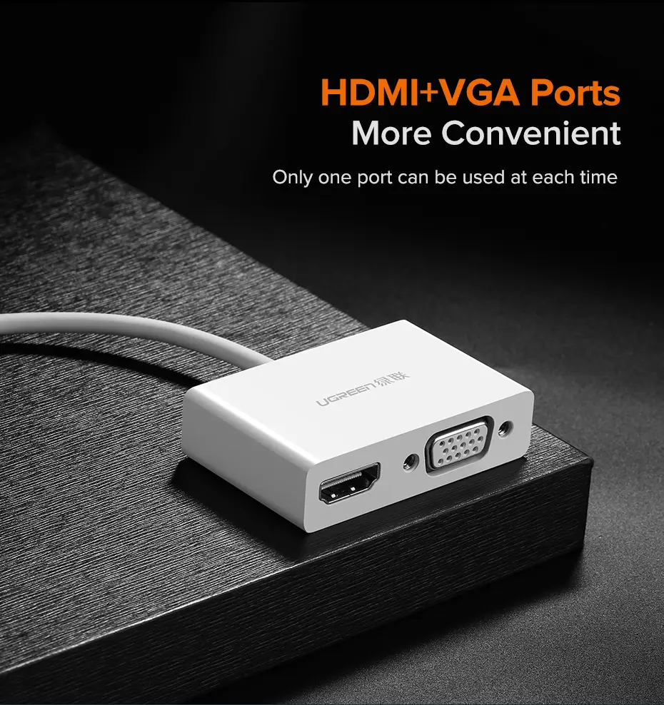 Ugreen  USB Type C to HDMI + VGA Converter White - view 6
