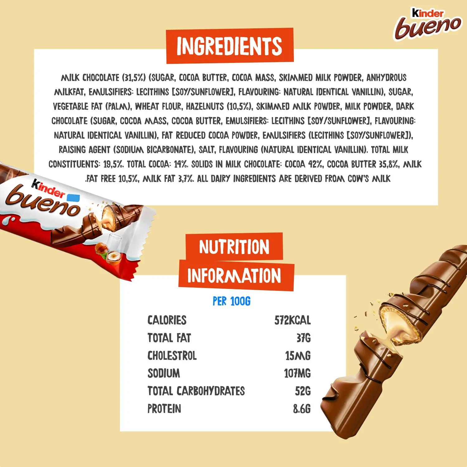Kinder Bueno Milk Chocolate Bars Multipack 10 Bars 5 Twin Packs 215 gm - view 2