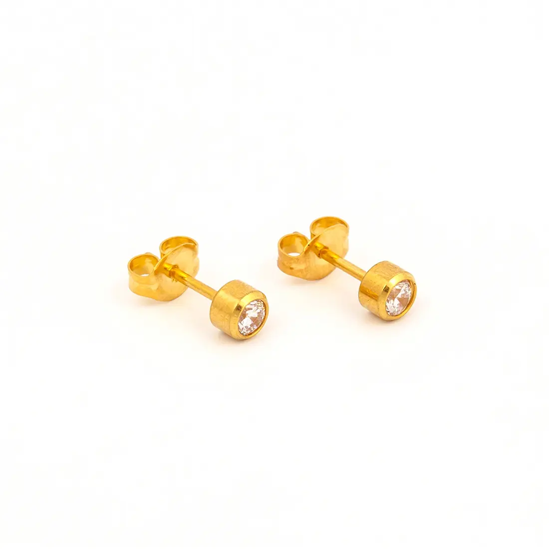 Studex Gold Plated Bezel 3mm Cz- Earrings For Sensitive Ears - view 2