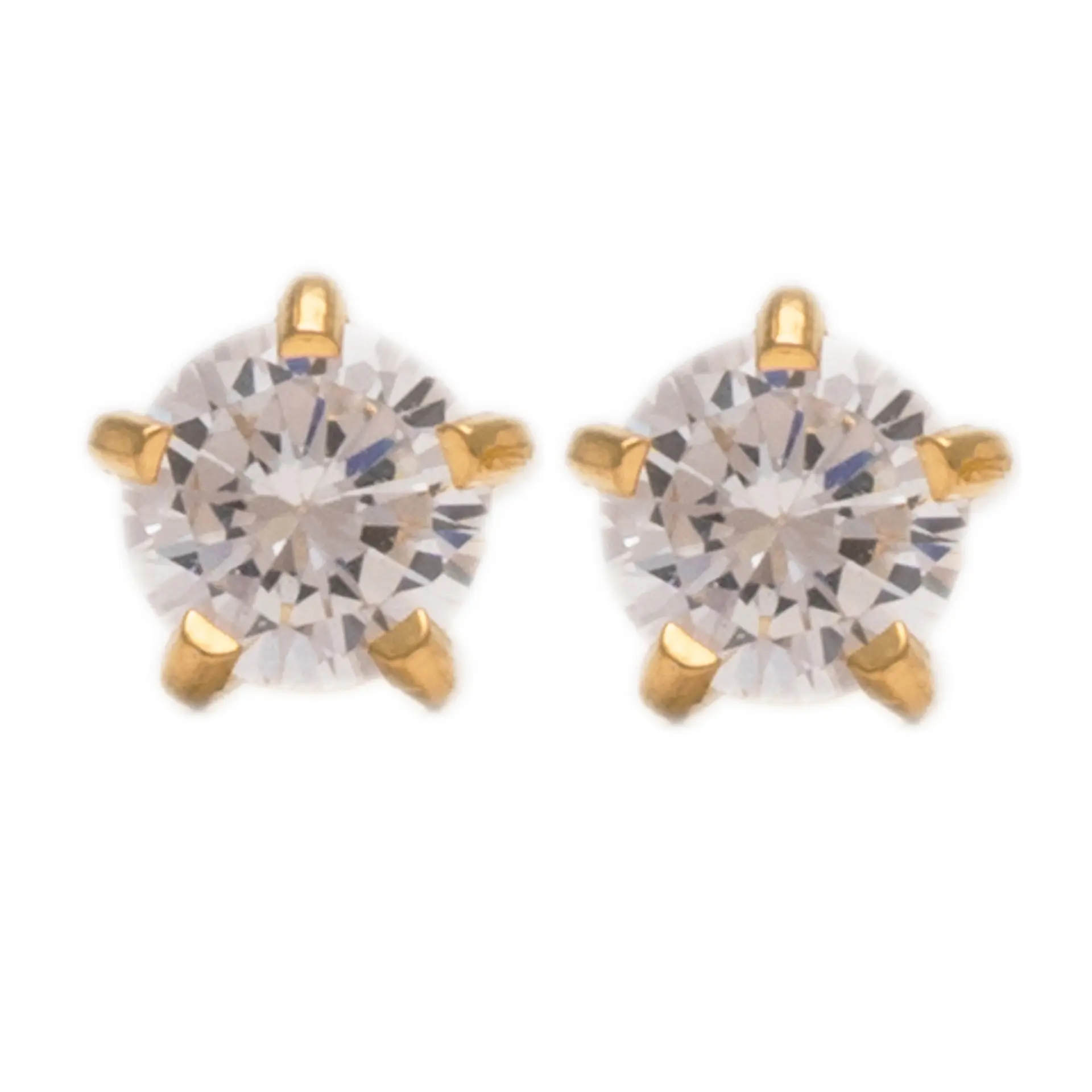 Studex Large Cubic Zirconia Gold Plated- Earrings For Sensitive Ears - view 1