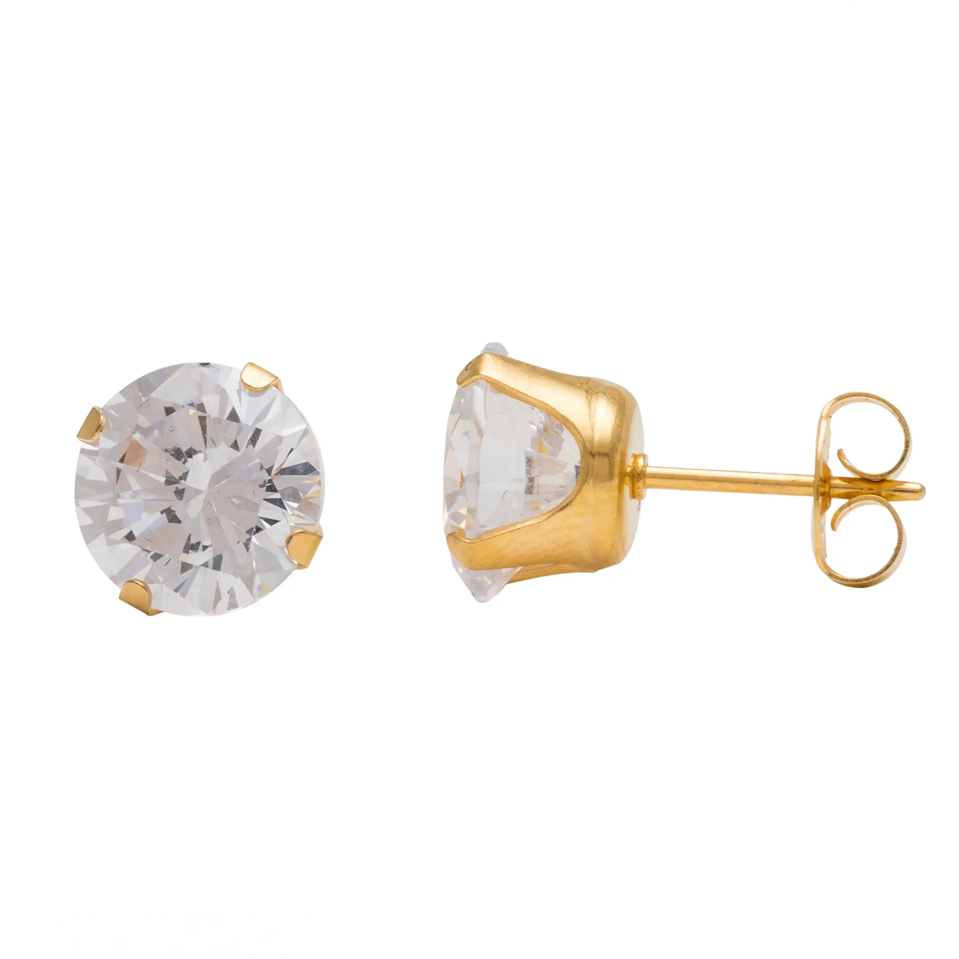 Studex Gold Plated 8mm Cubic Zirconia- Earrings For Sensitive Ears - view 3