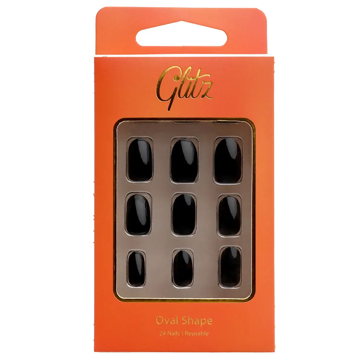 Glitz Press On Nails Oval Black#7 - view 1