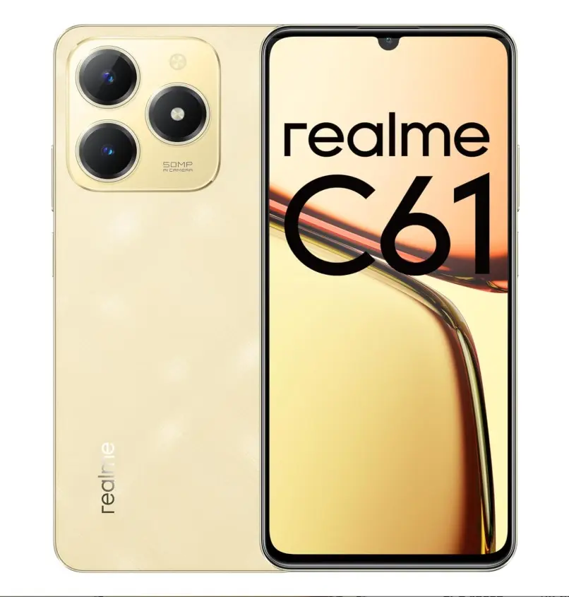 Realme Mobile C61 8GB RAM 256GB Capacity Dual Nano Sim Sparkle Gold - view 1