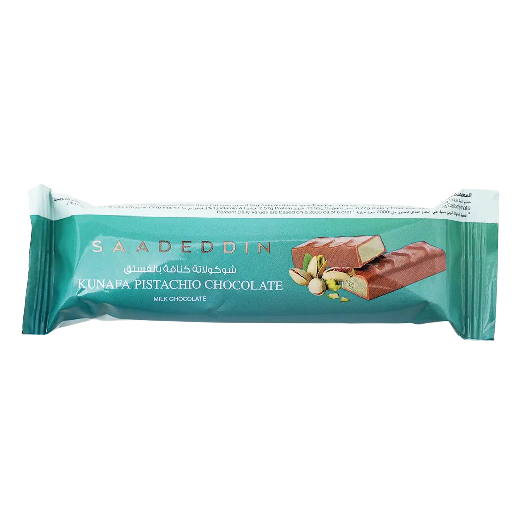 Saadeddin Milk Chocolate Bar Kunafa Pistachio 35 gm - view 1