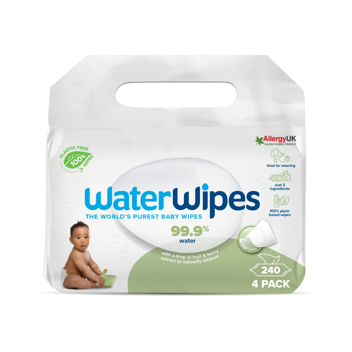 WaterWipes Textured plastic free wipes 240 wipes