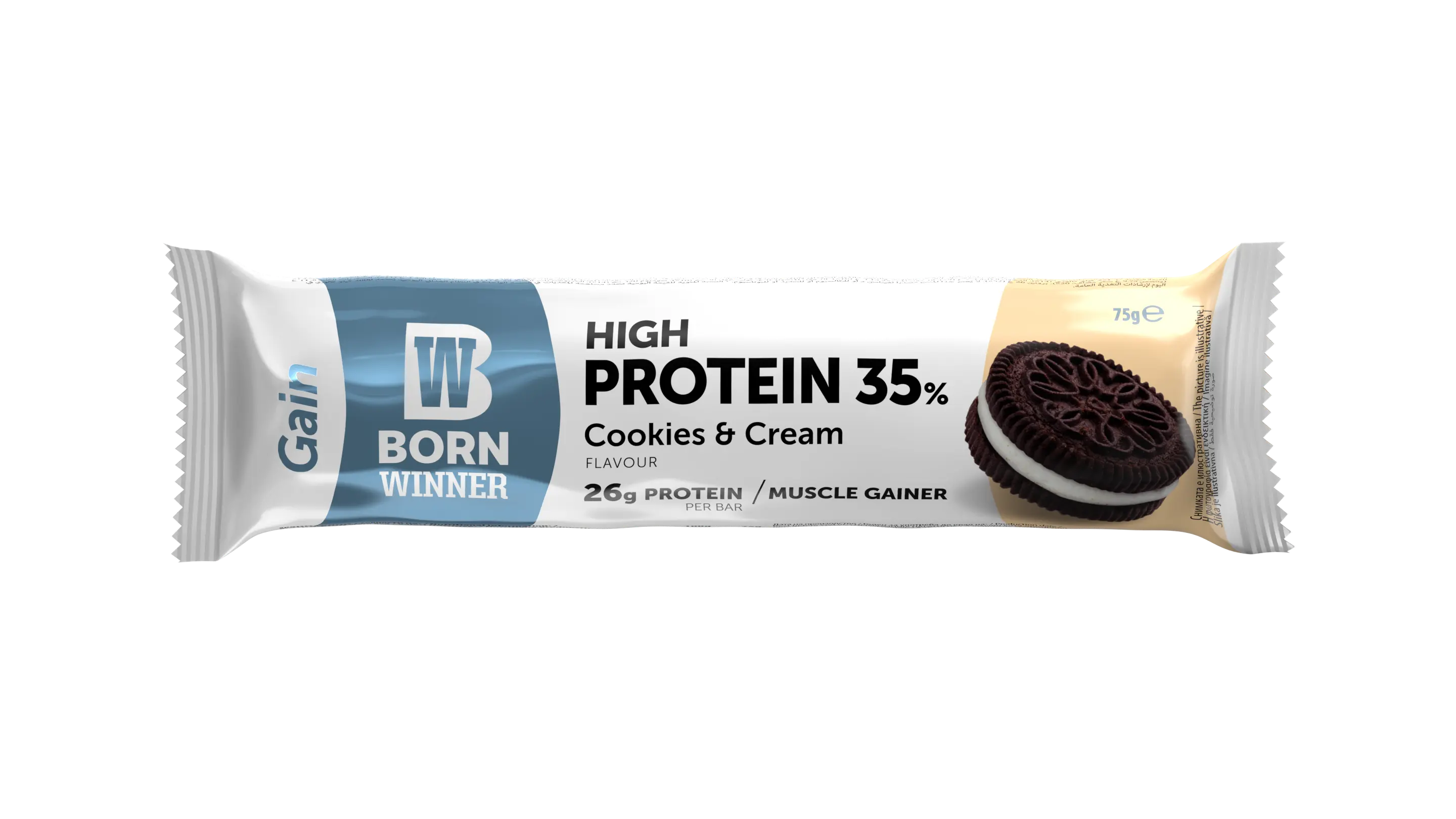 Born Winner Gain Protein Bar Cookies & Cream 75 Gm - view 1