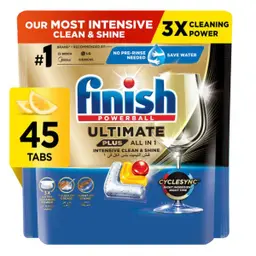 Finish Powerball Ultimate Plus Dishwasher Detergent  Lemon 45 Tabs